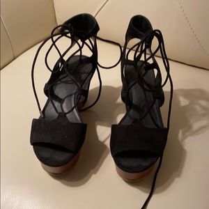 Lace up wedge sandals